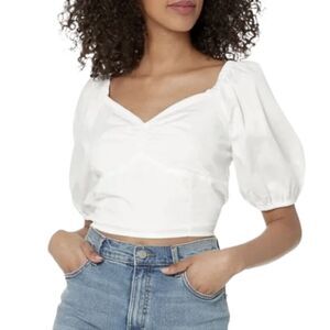 NWT The Drop Annie Sweetheart Puff-Sleeve Smocked Cotton Top Small
